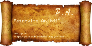 Petrovits Anikó névjegykártya