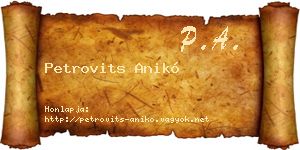Petrovits Anikó névjegykártya